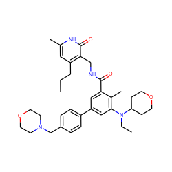 CCCc1cc(C)[nH]c(=O)c1CNC(=O)c1cc(-c2ccc(CN3CCOCC3)cc2)cc(N(CC)C2CCOCC2)c1C ZINC000205715331