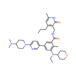 CCCc1cc(C)[nH]c(=O)c1CNC(=O)c1cc(-c2ccc(N3CCC(N(C)C)CC3)nc2)cc(N(CC)C2CCOCC2)c1C ZINC000205714768