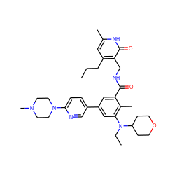 CCCc1cc(C)[nH]c(=O)c1CNC(=O)c1cc(-c2ccc(N3CCN(C)CC3)nc2)cc(N(CC)C2CCOCC2)c1C ZINC000205765602