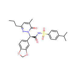 CCCc1cc(C)c(=O)n([C@@H](C(=O)NS(=O)(=O)c2ccc(C(C)C)cc2)c2ccc3c(c2)OCO3)n1 ZINC000026668637