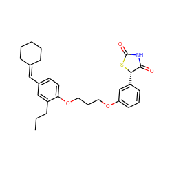 CCCc1cc(C=C2CCCCC2)ccc1OCCCOc1cccc([C@@H]2SC(=O)NC2=O)c1 ZINC000012358508