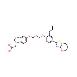 CCCc1cc(C2=N[C@H]3OCCC[C@@H]3S2)ccc1OCCCOc1ccc2c(c1)CC[C@H]2CC(=O)O ZINC000037866876