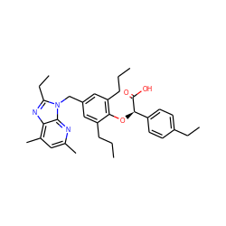 CCCc1cc(Cn2c(CC)nc3c(C)cc(C)nc32)cc(CCC)c1O[C@@H](C(=O)O)c1ccc(CC)cc1 ZINC000013834066