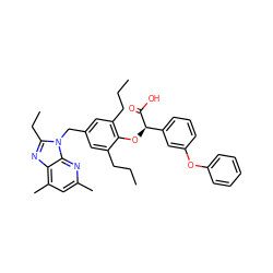 CCCc1cc(Cn2c(CC)nc3c(C)cc(C)nc32)cc(CCC)c1O[C@@H](C(=O)O)c1cccc(Oc2ccccc2)c1 ZINC000027207644