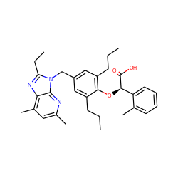 CCCc1cc(Cn2c(CC)nc3c(C)cc(C)nc32)cc(CCC)c1O[C@@H](C(=O)O)c1ccccc1C ZINC000013834054