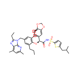 CCCc1cc(Cn2c(CC)nc3c(C)cc(C)nc32)cc(CCC)c1O[C@H](C(=O)NS(=O)(=O)c1ccc(CC(C)C)s1)c1ccc2c(c1)OCO2 ZINC000049853633