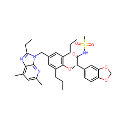 CCCc1cc(Cn2c(CC)nc3c(C)cc(C)nc32)cc(CCC)c1O[C@H](C(=O)NS(C)(=O)=O)c1ccc2c(c1)OCO2 ZINC000003915947