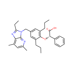 CCCc1cc(Cn2c(CC)nc3c(C)cc(C)nc32)cc(CCC)c1O[C@H](C(=O)O)c1ccccc1 ZINC000001545014