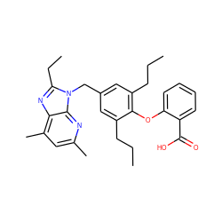 CCCc1cc(Cn2c(CC)nc3c(C)cc(C)nc32)cc(CCC)c1Oc1ccccc1C(=O)O ZINC000026255215