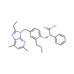 CCCc1cc(Cn2c(CC)nc3c(C)cc(C)nc32)ccc1O[C@H](C(=O)O)c1ccccc1 ZINC000001545011