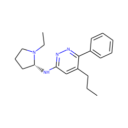 CCCc1cc(N[C@@H]2CCCN2CC)nnc1-c1ccccc1 ZINC000027902393