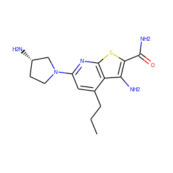 CCCc1cc(N2CC[C@H](N)C2)nc2sc(C(N)=O)c(N)c12 ZINC000045302337