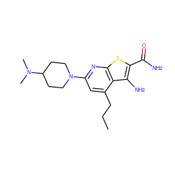 CCCc1cc(N2CCC(N(C)C)CC2)nc2sc(C(N)=O)c(N)c12 ZINC000045256807