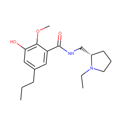 CCCc1cc(O)c(OC)c(C(=O)NC[C@@H]2CCCN2CC)c1 ZINC000064453427