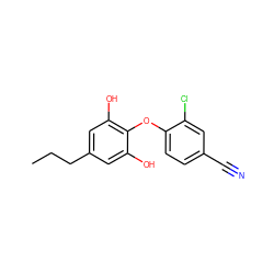 CCCc1cc(O)c(Oc2ccc(C#N)cc2Cl)c(O)c1 ZINC000064553617