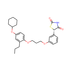 CCCc1cc(OC2CCCCC2)ccc1OCCCOc1cccc([C@@H]2SC(=O)NC2=O)c1 ZINC000012358500