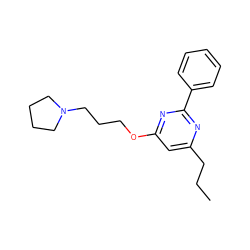 CCCc1cc(OCCCN2CCCC2)nc(-c2ccccc2)n1 ZINC000299819337