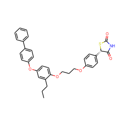 CCCc1cc(Oc2ccc(-c3ccccc3)cc2)ccc1OCCCOc1ccc([C@@H]2SC(=O)NC2=O)cc1 ZINC000012358277