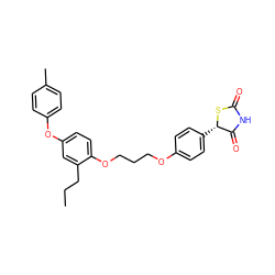 CCCc1cc(Oc2ccc(C)cc2)ccc1OCCCOc1ccc([C@@H]2SC(=O)NC2=O)cc1 ZINC000013489934