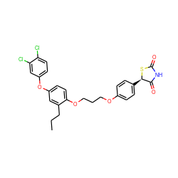 CCCc1cc(Oc2ccc(Cl)c(Cl)c2)ccc1OCCCOc1ccc([C@H]2SC(=O)NC2=O)cc1 ZINC000098082782