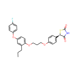 CCCc1cc(Oc2ccc(F)cc2)ccc1OCCCOc1ccc([C@H]2SC(=O)NC2=O)cc1 ZINC000012358280