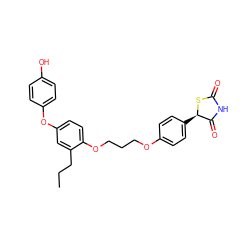 CCCc1cc(Oc2ccc(O)cc2)ccc1OCCCOc1ccc([C@H]2SC(=O)NC2=O)cc1 ZINC000098082780