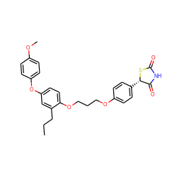 CCCc1cc(Oc2ccc(OC)cc2)ccc1OCCCOc1ccc([C@@H]2SC(=O)NC2=O)cc1 ZINC000012358283