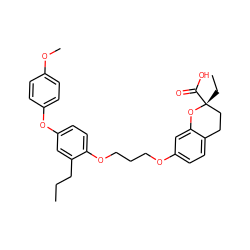 CCCc1cc(Oc2ccc(OC)cc2)ccc1OCCCOc1ccc2c(c1)O[C@](CC)(C(=O)O)CC2 ZINC000012358557