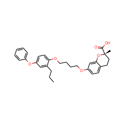 CCCc1cc(Oc2ccccc2)ccc1OCCCCOc1ccc2c(c1)O[C@](C)(C(=O)O)CC2 ZINC000012358549