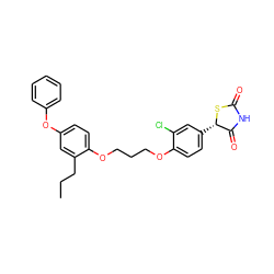 CCCc1cc(Oc2ccccc2)ccc1OCCCOc1ccc([C@@H]2SC(=O)NC2=O)cc1Cl ZINC000012358267