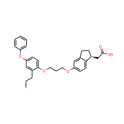 CCCc1cc(Oc2ccccc2)ccc1OCCCOc1ccc2c(c1)CC[C@H]2CC(=O)O ZINC000014977040