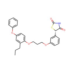 CCCc1cc(Oc2ccccc2)ccc1OCCCOc1cccc([C@@H]2SC(=O)NC2=O)c1 ZINC000012358483