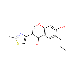 CCCc1cc2c(=O)c(-c3csc(C)n3)coc2cc1O ZINC000005904274