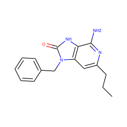 CCCc1cc2c([nH]c(=O)n2Cc2ccccc2)c(N)n1 ZINC000141223012