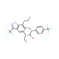 CCCc1cc2c(C(F)(F)F)noc2c(CCC)c1O[C@@H](C(=O)O)c1ccc(C(F)(F)F)cc1 ZINC000013539327