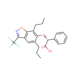 CCCc1cc2c(C(F)(F)F)noc2c(CCC)c1O[C@@H](C(=O)O)c1ccccc1 ZINC000013539305