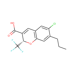 CCCc1cc2c(cc1Cl)C=C(C(=O)O)[C@@H](C(F)(F)F)O2 ZINC000066252736