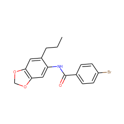 CCCc1cc2c(cc1NC(=O)c1ccc(Br)cc1)OCO2 ZINC000000645797