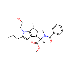 CCCc1cc2c(n1CCO)[C@H](C)[C@@H]1CN(C(=O)c3ccccc3)[C@@](C)(C(=O)OC)[C@@H]21 ZINC000007991759