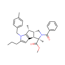 CCCc1cc2c(n1Cc1ccc(C)cc1)[C@H](C)[C@@H]1CN(C(=O)c3ccccc3)[C@@](C)(C(=O)OC)[C@@H]21 ZINC000008021693