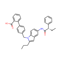 CCCc1cc2cc(NC(=O)[C@@H](CC)c3ccccc3)ccc2n1Cc1ccc(-c2ccccc2C(=O)O)cc1 ZINC000045372561