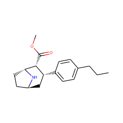 CCCc1ccc([C@@H]2C[C@H]3CC[C@@H](N3)[C@@H]2C(=O)OC)cc1 ZINC000135754922