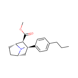 CCCc1ccc([C@H]2C[C@@H]3CC[C@H]([C@H]2C(=O)OC)N3C)cc1 ZINC000013759271