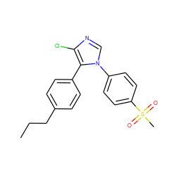 CCCc1ccc(-c2c(Cl)ncn2-c2ccc(S(C)(=O)=O)cc2)cc1 ZINC000000592948