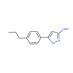 CCCc1ccc(-c2cc(N)n[nH]2)cc1 ZINC000003886092