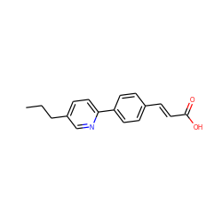 CCCc1ccc(-c2ccc(/C=C/C(=O)O)cc2)nc1 ZINC000000228885