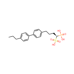 CCCc1ccc(-c2ccc(CCC[C@@H](P(=O)(O)O)S(=O)(=O)O)cc2)cc1 ZINC000013746368