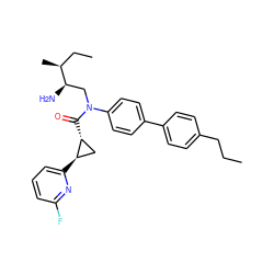 CCCc1ccc(-c2ccc(N(C[C@@H](N)[C@@H](C)CC)C(=O)[C@@H]3C[C@H]3c3cccc(F)n3)cc2)cc1 ZINC000116811498