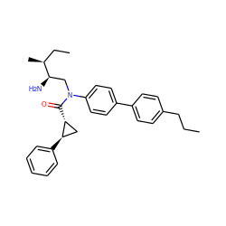 CCCc1ccc(-c2ccc(N(C[C@@H](N)[C@@H](C)CC)C(=O)[C@@H]3C[C@H]3c3ccccc3)cc2)cc1 ZINC000299859556