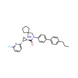 CCCc1ccc(-c2ccc(N(CC3(N)CCCC3)C(=O)[C@@H]3C[C@H]3c3cccc(F)n3)cc2)cc1 ZINC000072316700